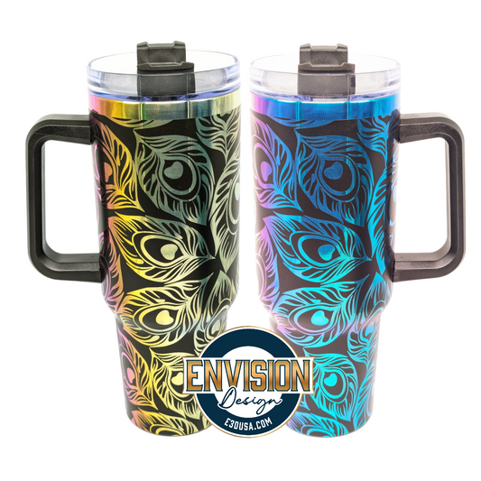 40oz Peacock Feather Tumbler