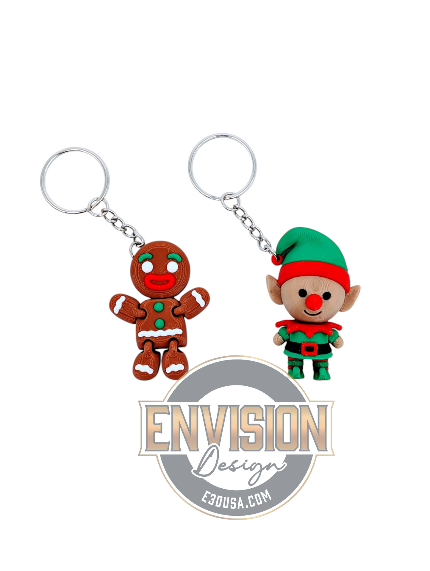 Mini 3d printed Christmas keychains