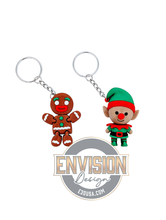 Mini 3d printed Christmas keychains